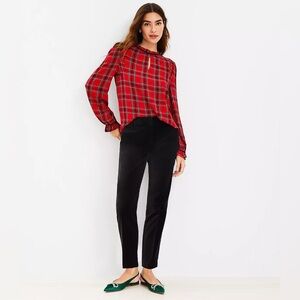 NEW Ann Taylor LOFT Riviera Slim Pants Black Velvet Size 0 Ankle Length Mid-Rise